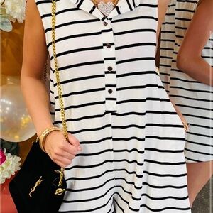 BUCKETLIST Black and White Striped Jumpsuit